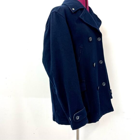 Nautica Jeans Wool Classic Double Breasted Peacoat Navy Blue Jacket  sz L/XL - Picture 2 of 16